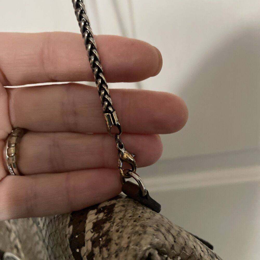 Brighton Python Snakeskin Convertible Handbag Clu… - image 9